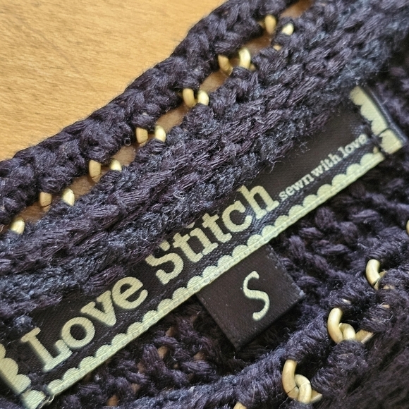 Love Stitch Net Weave Crotchet Sweater Black Size S - Picture 6 of 13